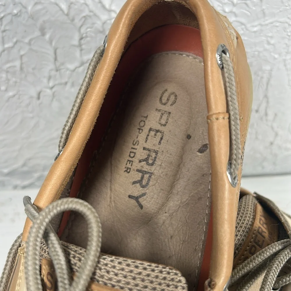 Sperry Billfish 3 Eye Leather Men's Top Sider Tan Cream Boat Shoes Loafer Style